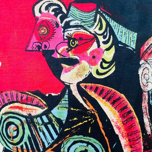 Picasso Cubism Modern Art VTG 80s Linen Jacket Kaktus Wearable Art Shacket Sz M - Picture 7 of 13